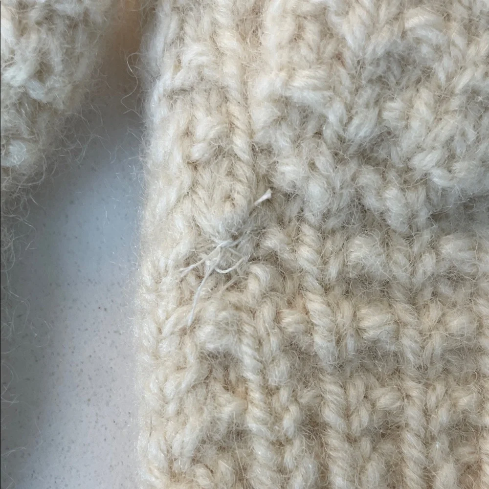 Vintage Cozy Cream Knit Hat and Mittens Set for Kids